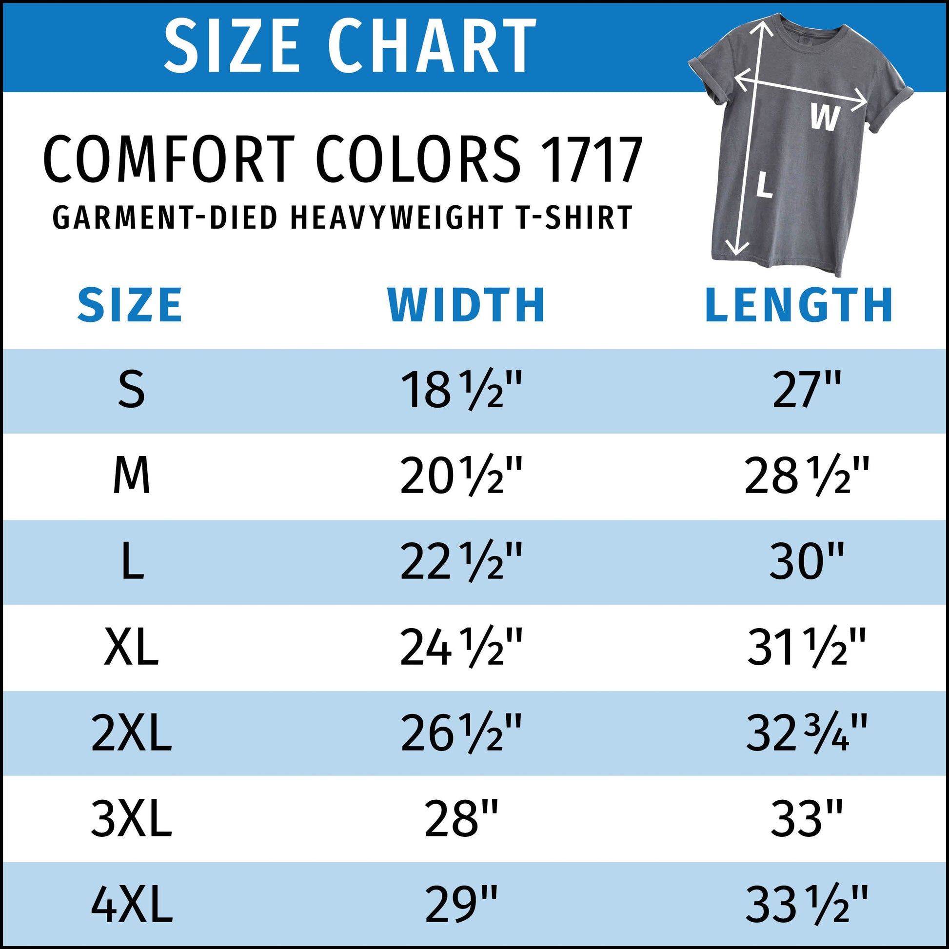 Size chart for Comfort Colors 1717 heavyweight unisex pride t-shirt Coming Out Series Reboot by Sparked By Pride
