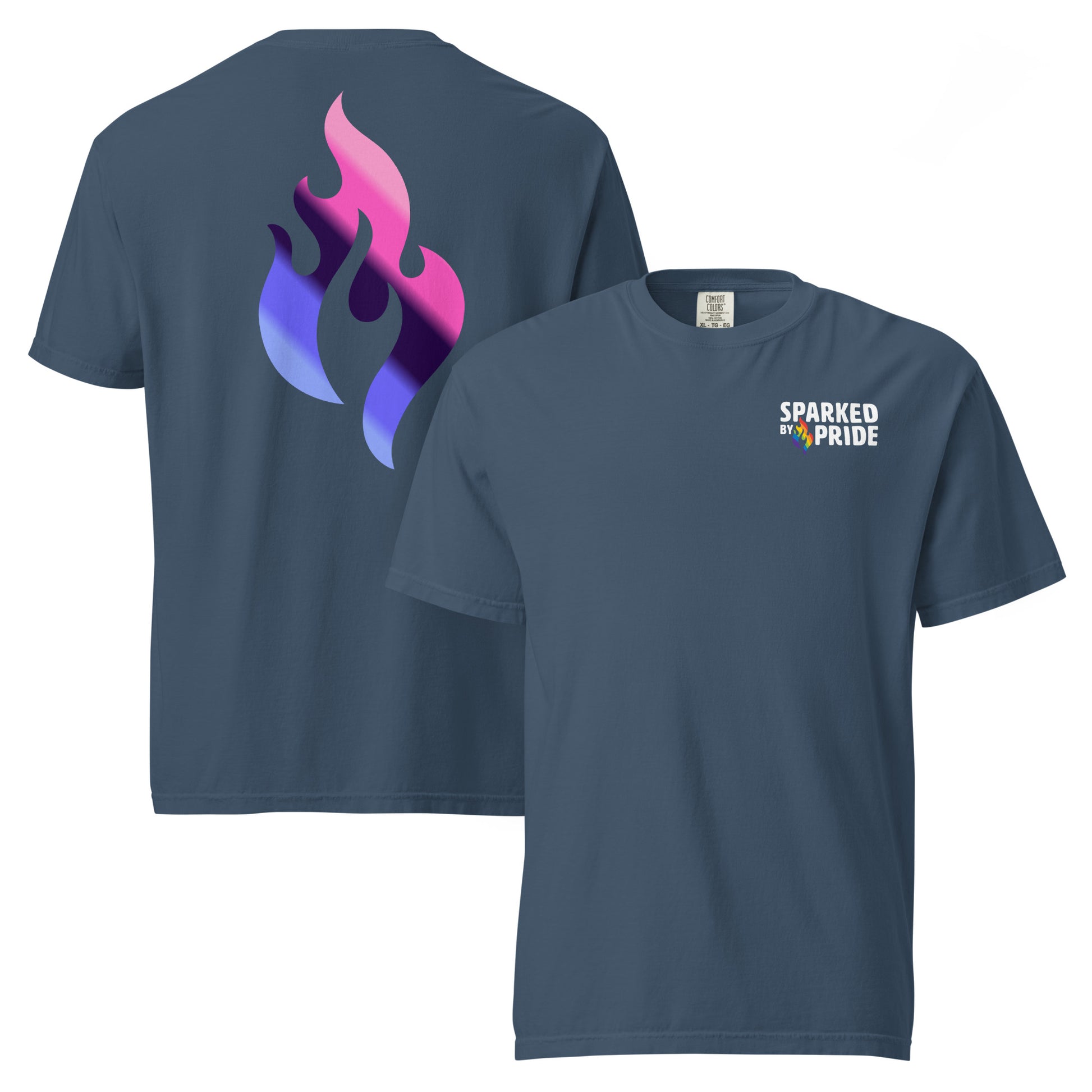 Omnisexual Pride Flame T-shirt with retro pride flame graphic, unisex comfort Colors pride shirt by Sparked By Pride
