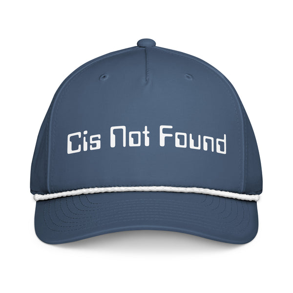 Cis Not Found Classic Rope Hat with bold print, retro pride style, adjustable fit by Sparked By Pride