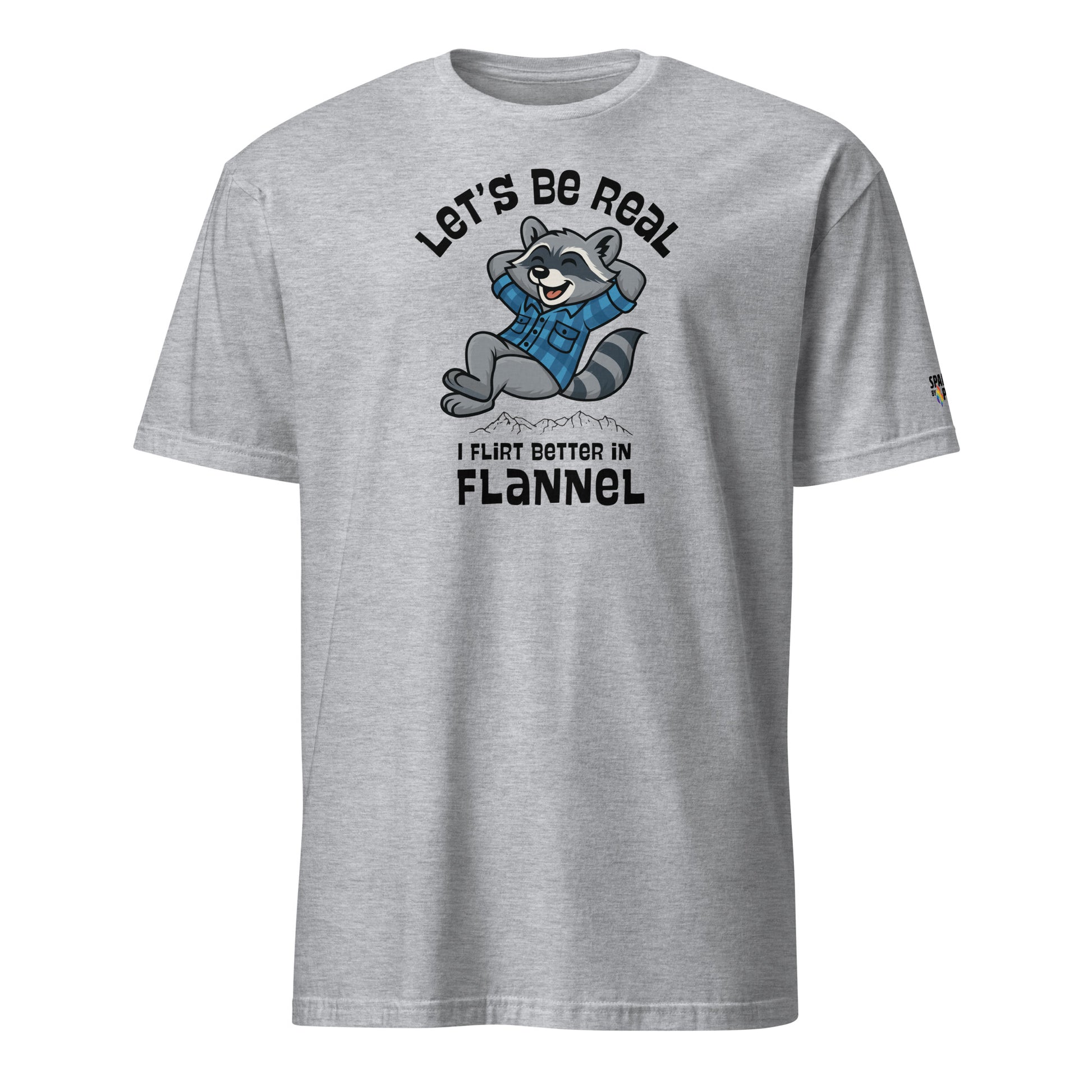 Flannel Effect Raccoon T-Shirt unisex pride tee with cheeky raccoon, subtle LGBTQ shirt by Sparked By Pride