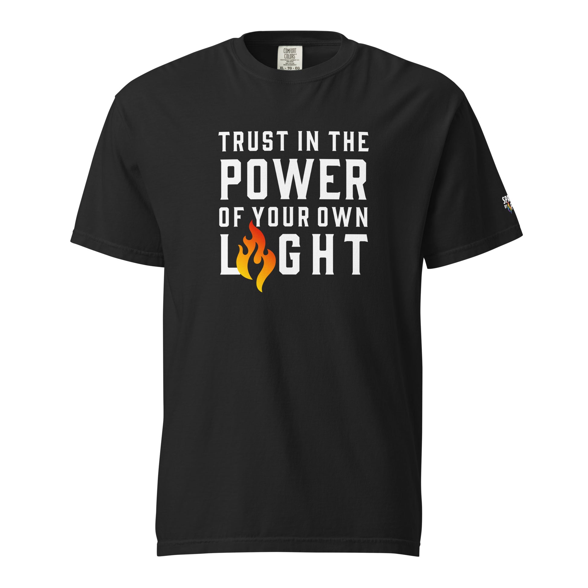 Trust Your Light T-Shirt with retro pride flame graphic, unisex pride tee by Sparked By Pride