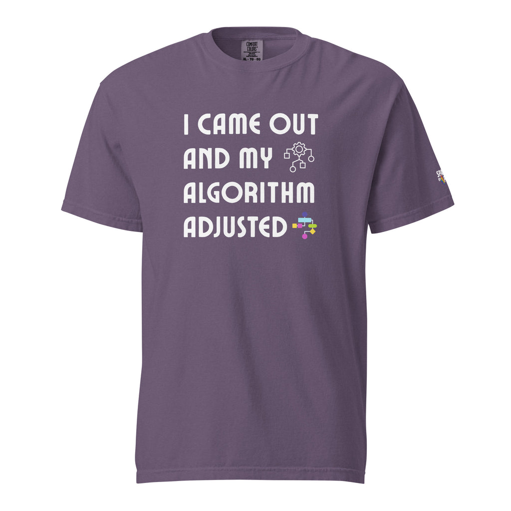 Unisex pride t-shirt "I Came Out and My Algorithm Adjusted" in Comfort Colors by Sparked By Pride