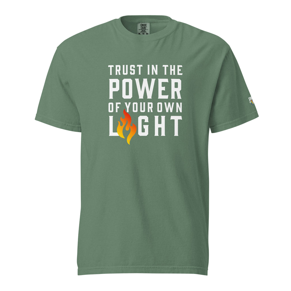 Trust Your Light T-Shirt unisex pride tee with printed retro pride flame graphic by Sparked By Pride