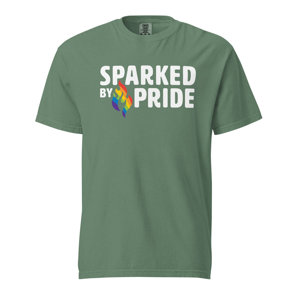 Unisex pride t-shirt with printed retro pride flame graphic, Comfort Colors fabric, from Sparked By Pride Sparked by Pride Unisex T-Shirt