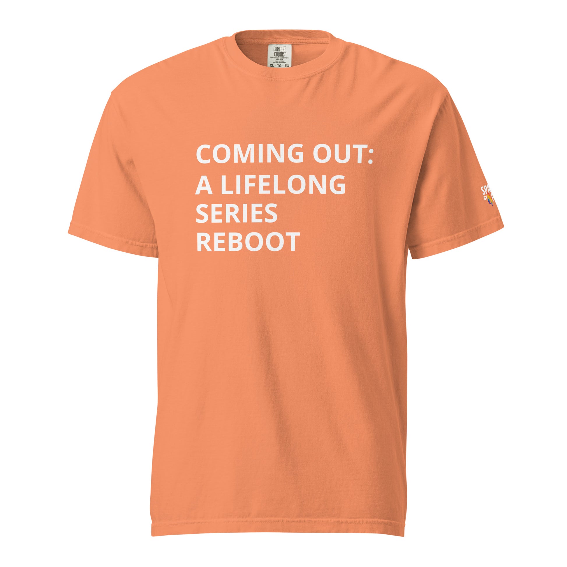 Coming Out: A Lifelong Series Reboot T-Shirt unisex pride tee with subtle LGBTQ shirt by Sparked By Pride