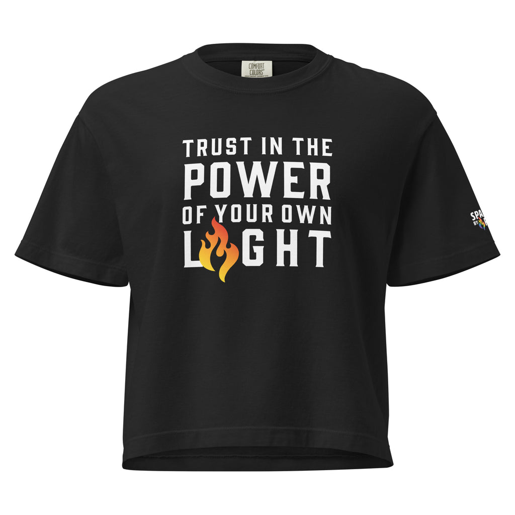 Trust Your Light T-Shirt unisex pride tee with printed retro pride flame graphic by Sparked By Pride