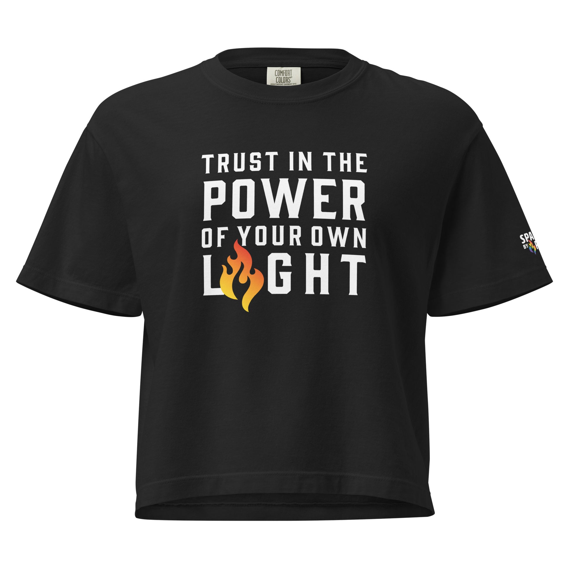 Trust Your Light T-Shirt unisex pride tee with printed retro pride flame graphic by Sparked By Pride