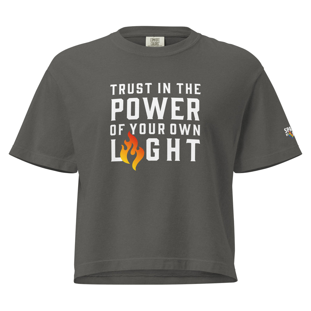 Trust Your Light T-Shirt with retro pride flame graphic, unisex pride tee, made to order by Sparked By Pride