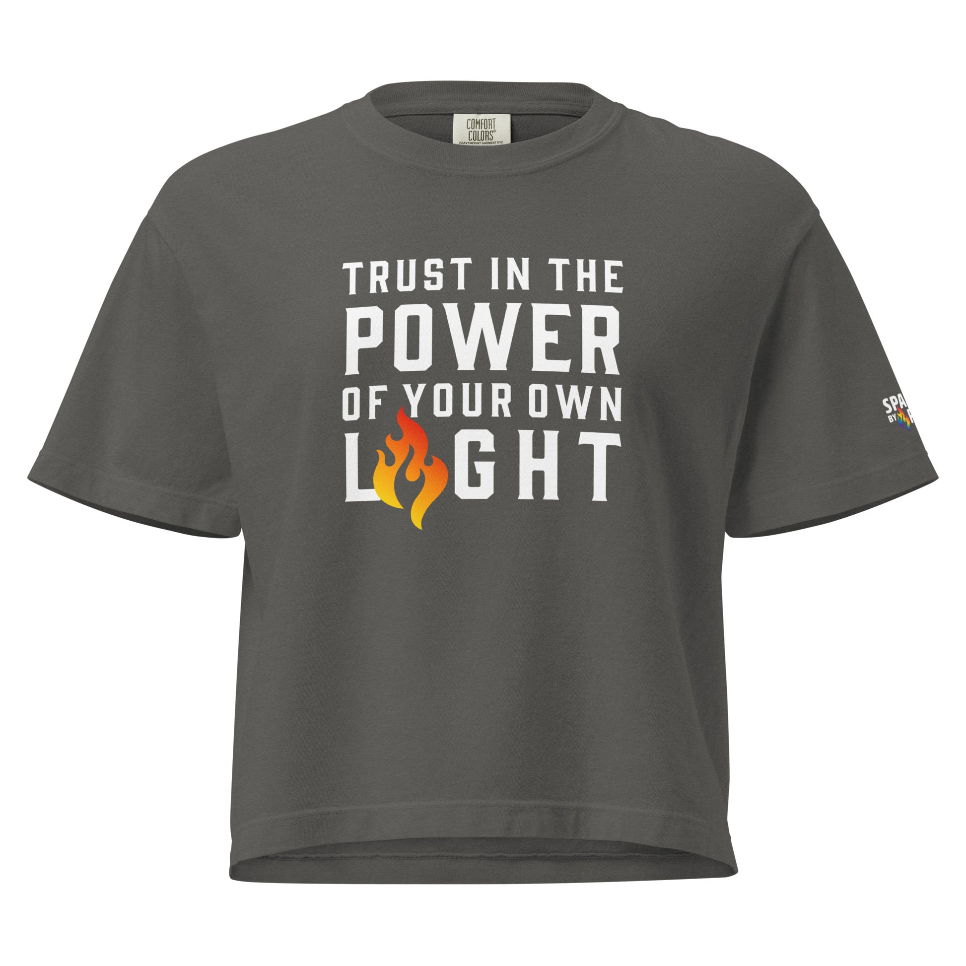 Trust Your Light T-Shirt with retro pride flame graphic, unisex pride tee, made to order by Sparked By Pride