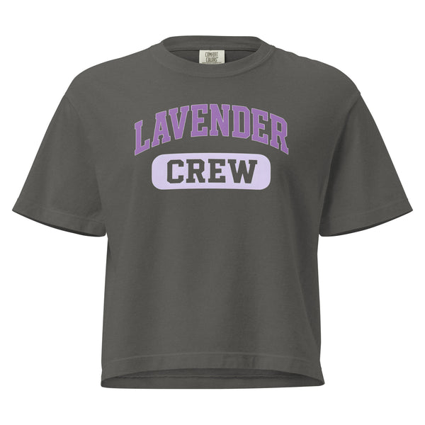 Lavender Crew Boxy Crop T-Shirt subtle LGBTQ fashion statement unisex pride tee Sparked By Pride